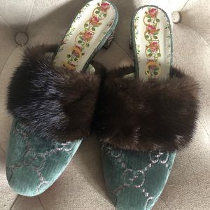 Gucci GG velvet Candy round-toe mules